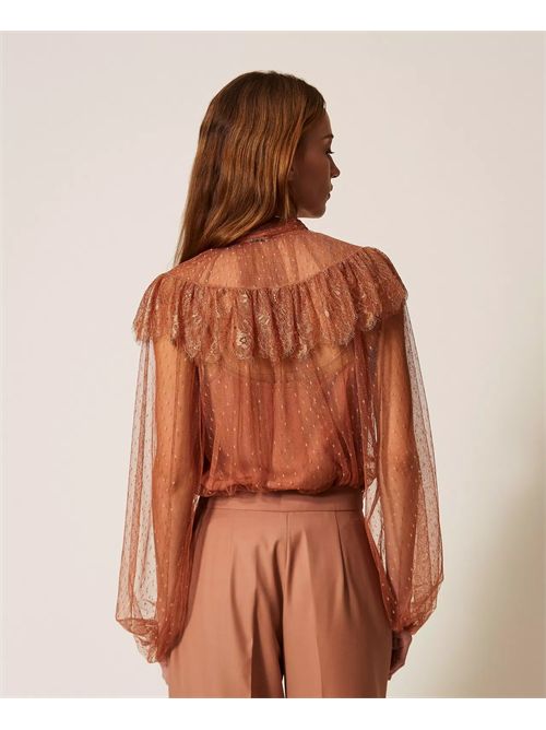 Blusa in tulle plumetis e pizzo TWINSET | TP2772/13168
